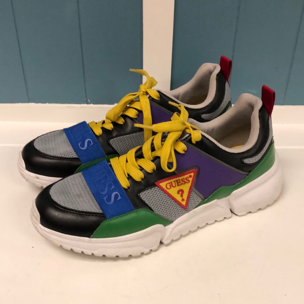 Men's GUESS Skillz‎ Lace Up Fashion High Top Colorful Sneakers size 10.5